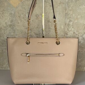 Michael Kors Blush Pebbled Leather Chain Strap Tote